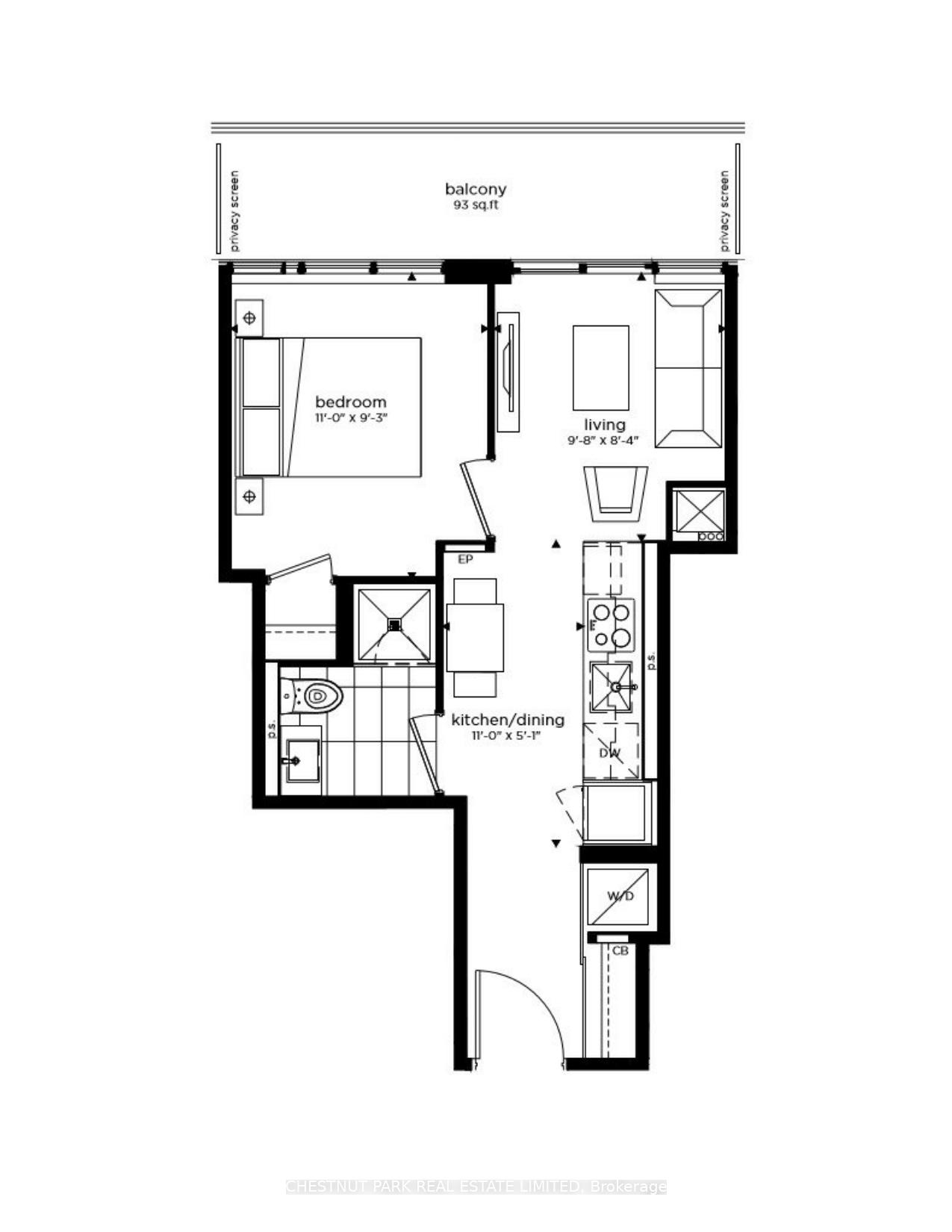 Front of Unit 3608, 99 Broadway Avenue