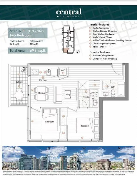 Front of Unit 1507, 38 Widmer Street