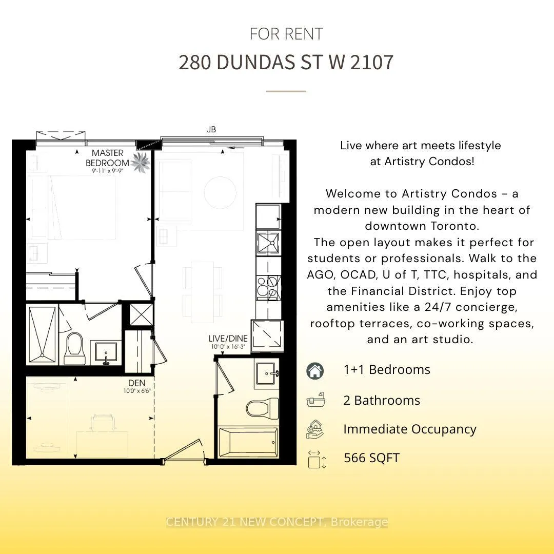 Front of Unit 2107, 280 Dundas Street W