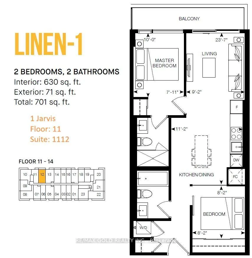 Front of Unit 1112, 1 Jarvis Street
