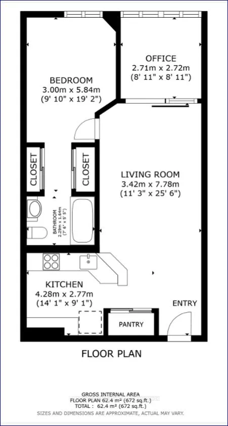 Front of Unit 2106, 1001 Bay Street