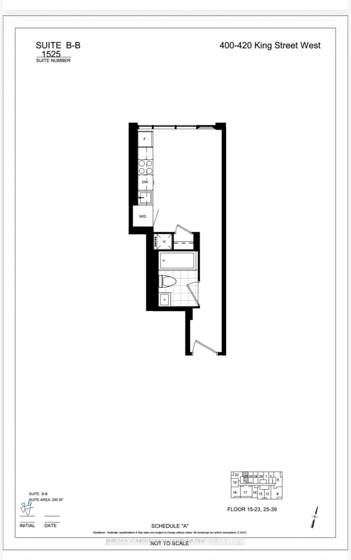 Front of Unit 1525, 400 King Street W
