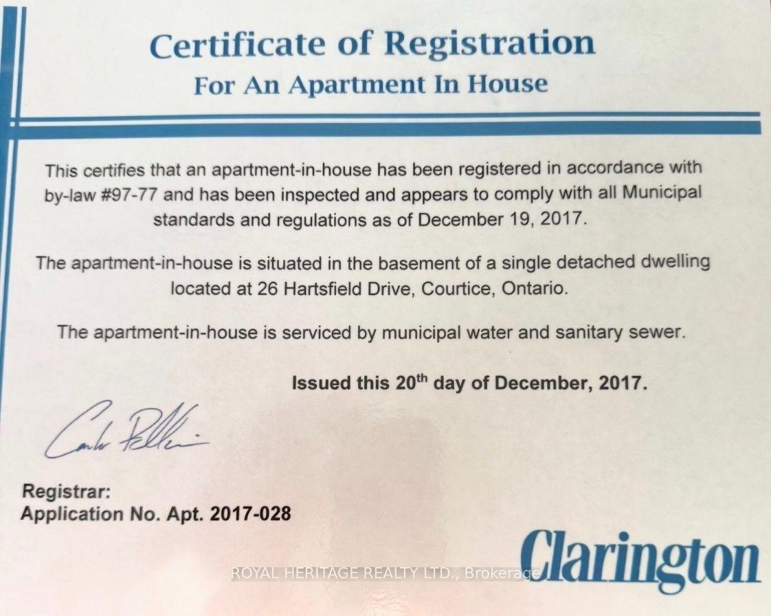 Photo 4 of 26 Hartsfield Drive, Clarington, Courtice — HOMEH