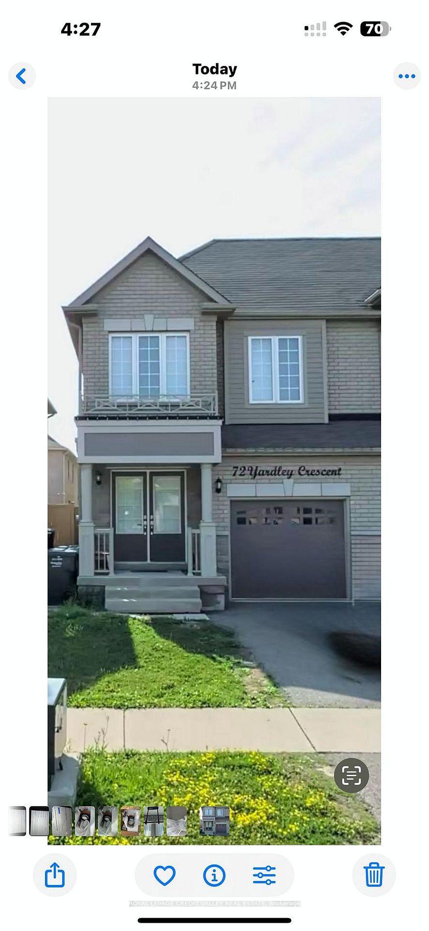 Photo 1 of Unit Basement, 72 Yardley Crescent, Brampton, Credit Valley — HOMEH