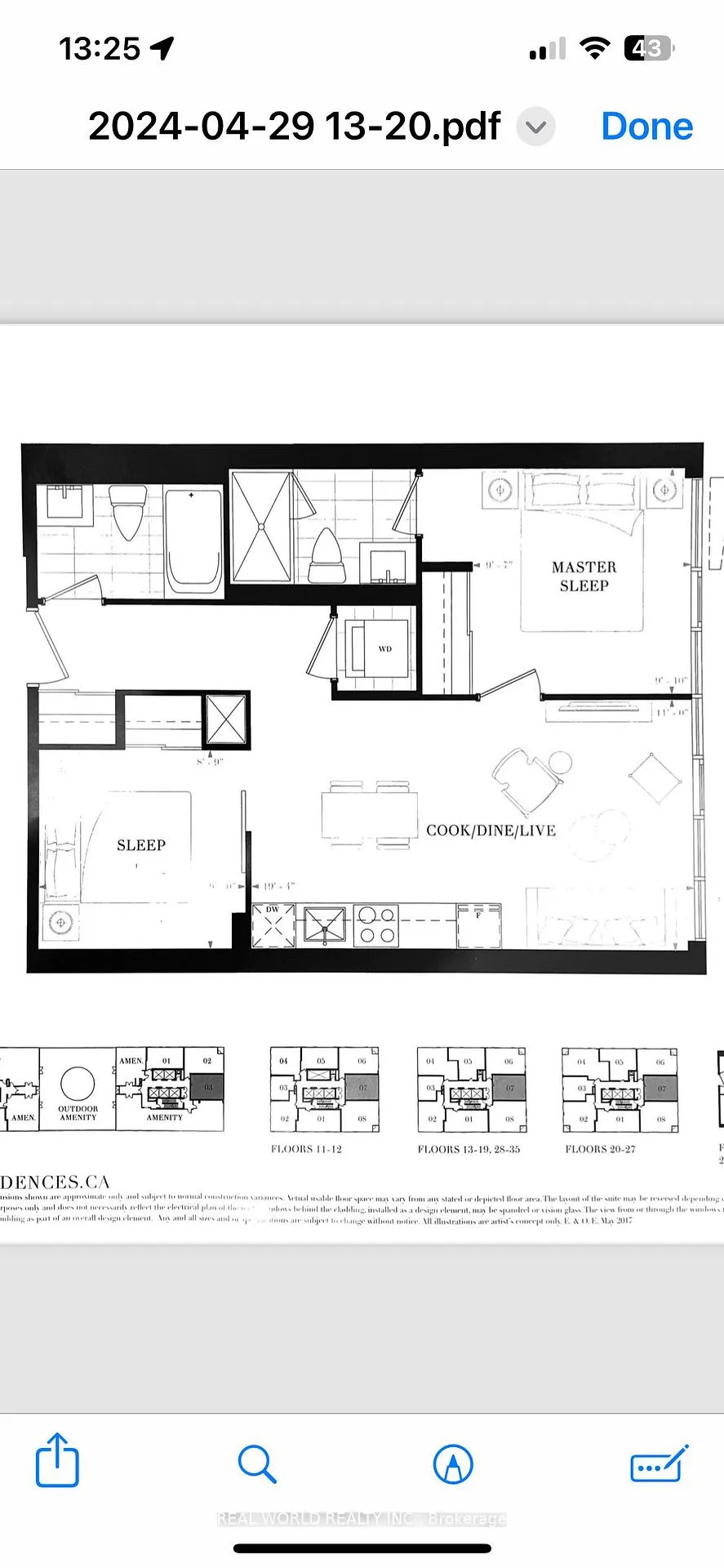 Front of Unit 2507, 15 Mercer Street