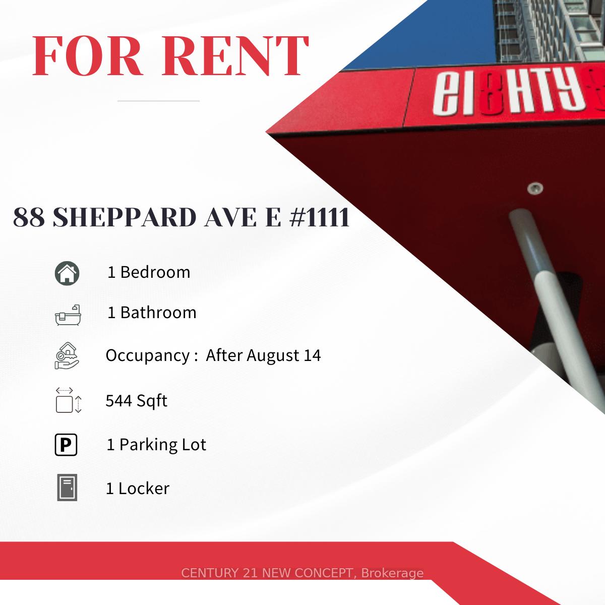 Front of Unit 1111, 88 Sheppard Avenue E